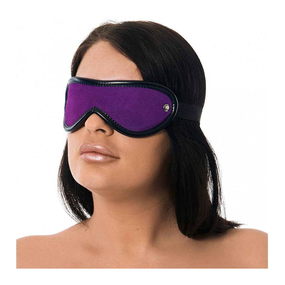 Masque bondage pour les yeux violet en cuir.