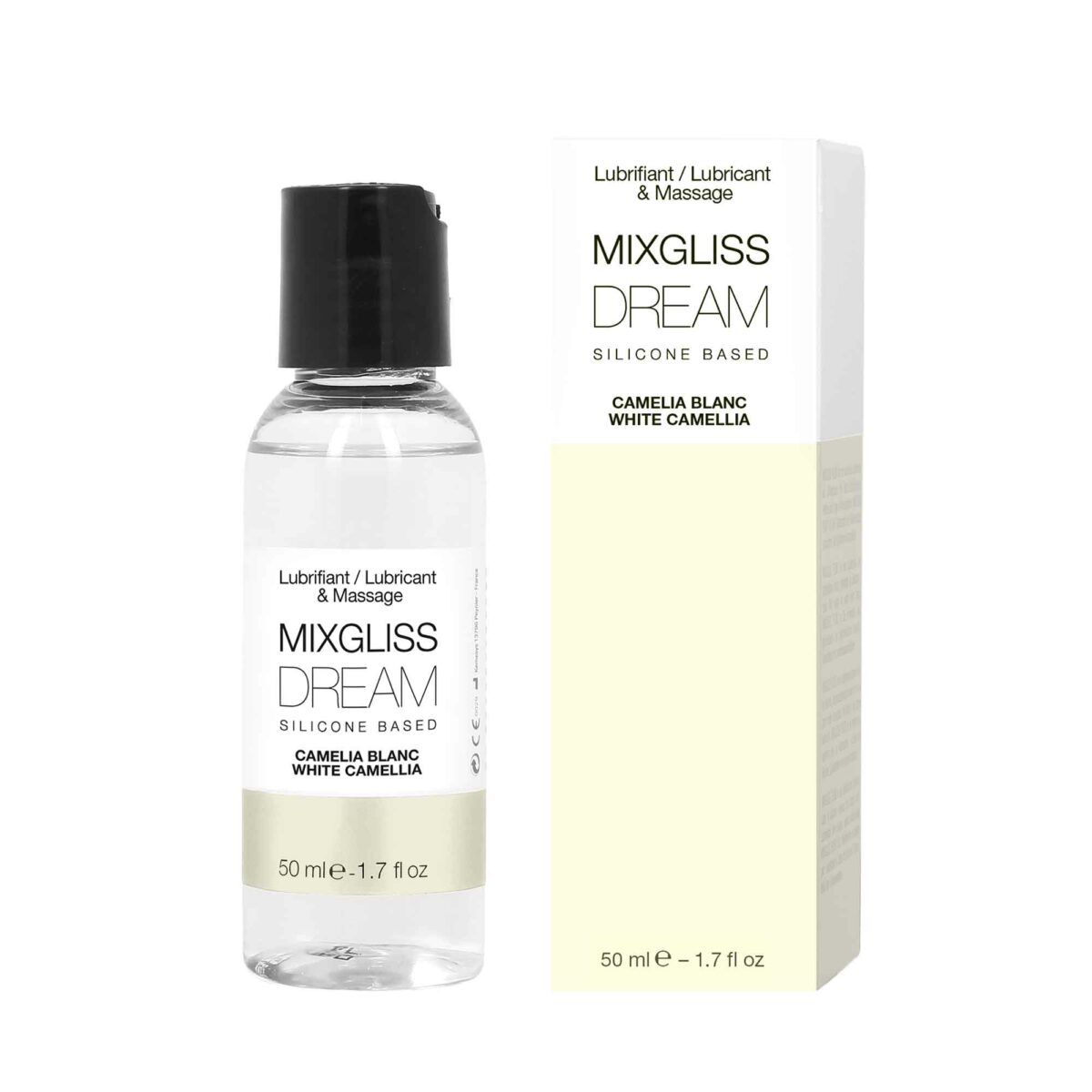 Silicone-based lubricant and massage oil, mixgliss lube dream White Camellia